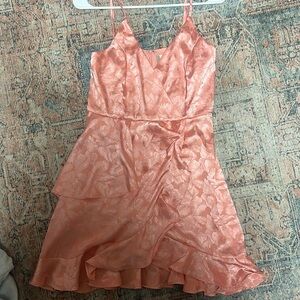 Peach wrapped silk dress